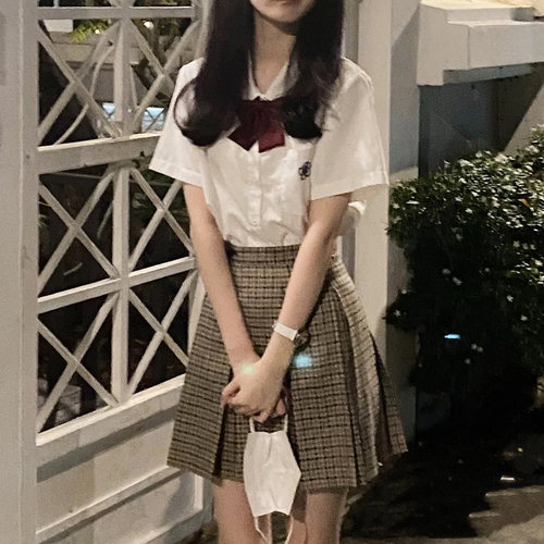 JK短袖衬衫女设计感小众学生