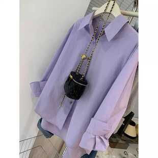 韩版时尚百搭长袖衬衫外套女春夏季新款休闲高级设计感上衣防晒