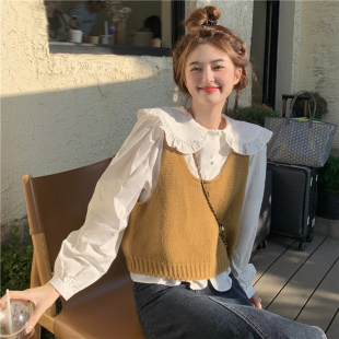 甜美减龄长袖 2025新款 衬衣内搭学院风 女荷叶边森女秋季 娃娃领衬衫