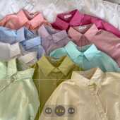 女装 长袖 甜美翻领韩版 巨好看休闲减龄百搭糖果色衬衫 新款 外套上衣