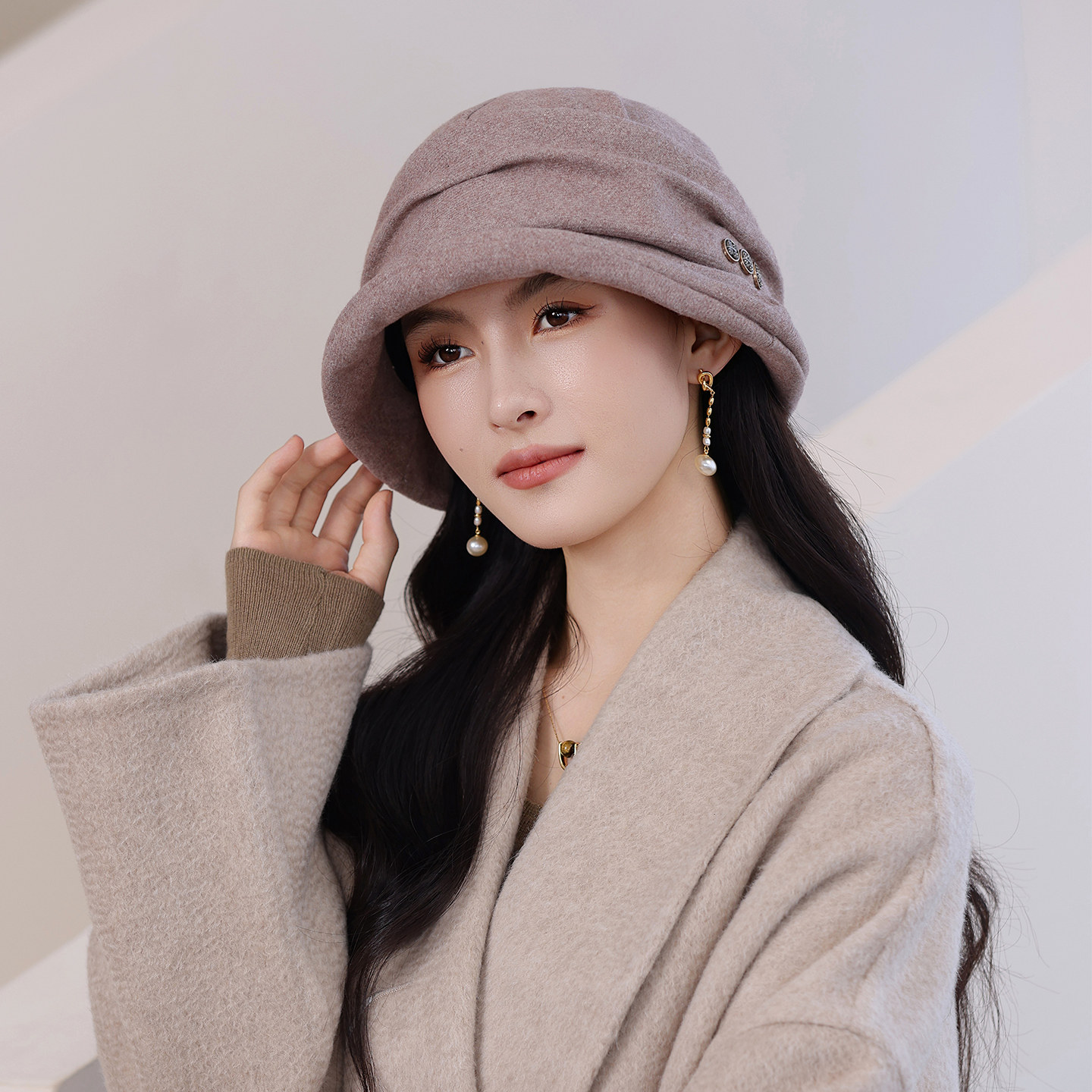 卷边可折叠渔夫帽女士2026款春秋防晒遮阳中老年时尚优雅妈妈盆帽