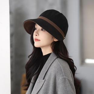 挂口罩赵露思鸭舌帽2025秋冬季新款防晒遮阳素颜渔夫帽子女显脸小