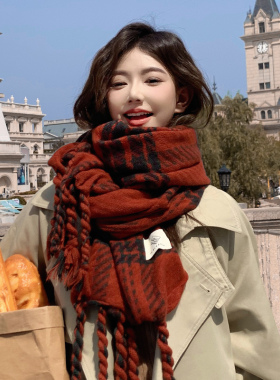 秋冬韩版女加厚加长围巾仿羊绒