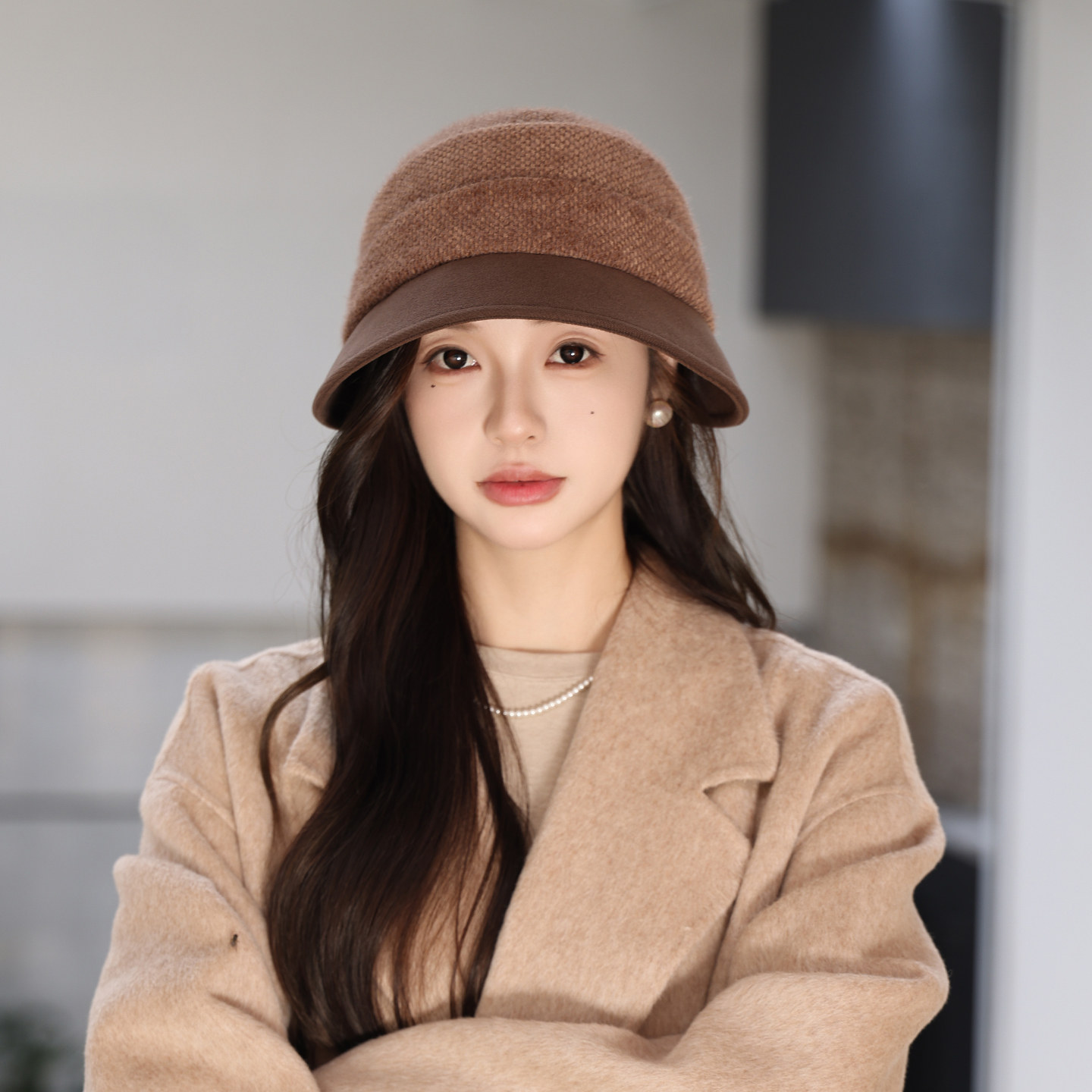 秋冬季显脸小时尚优雅大头围加绒