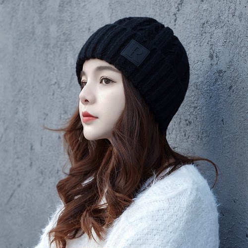毛线帽女漏马尾ins秋冬天爆款