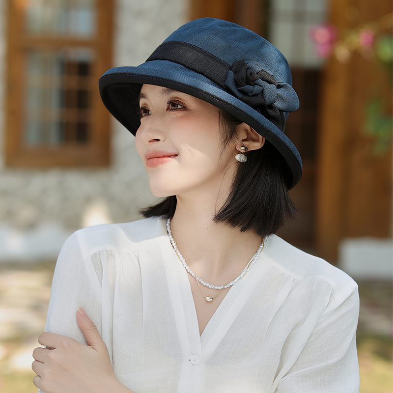 2025款春夏季渔夫帽户外旅游时尚洋气盆帽中年妈妈遮阳防晒帽子女