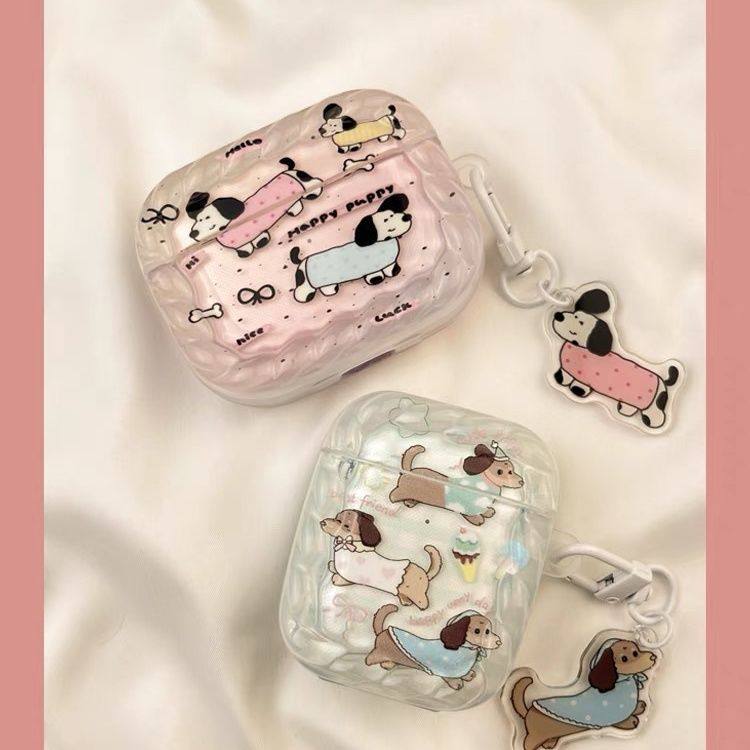 卡通晕染腊肠狗情侣款适用airpods 4保护套苹果pro2耳机壳蓝牙3代