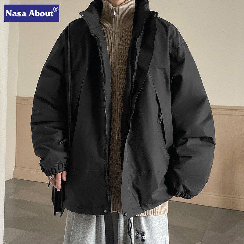 立领撞色棉服男2023冬季加厚羽绒棉衣外套宽松保暖工装棉袄潮