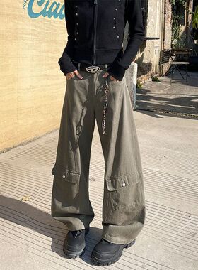 2026春季流行男士新款港风解构多口袋弯刀裤男