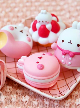 包邮可爱韩国限定molang兔 土豆兔下午茶甜品第四代盲盒真品新款