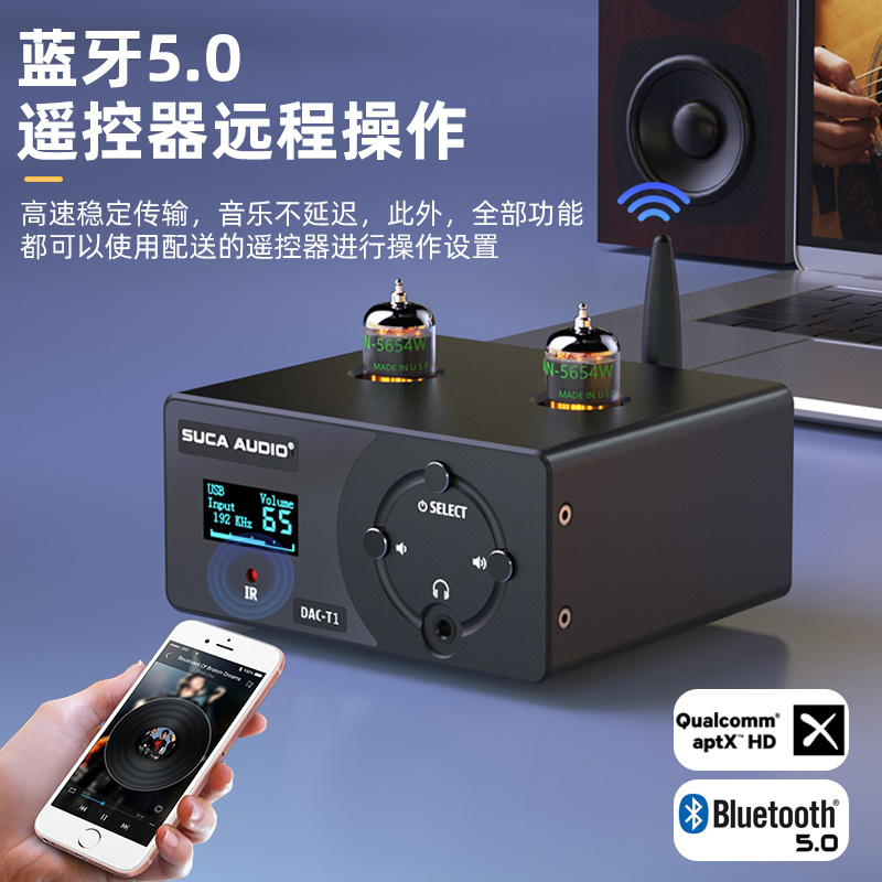 功放前置发烧胆前级蓝牙5.0HIFI电子管5654前级DAC解码器胆机耳放