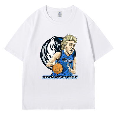 球星诺维斯基天王新款潮牌重磅纯棉短袖t恤男数码直喷印花训练服