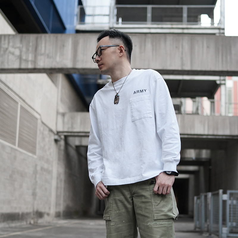 BIIFREE复古长袖纯棉白T