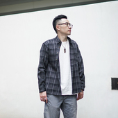 设计感高级2026新款 衬衫 纯棉日系休闲宽松格子衬衣外套潮 长袖 男士