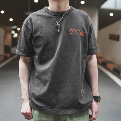 蜡染重磅灰字母印花短袖