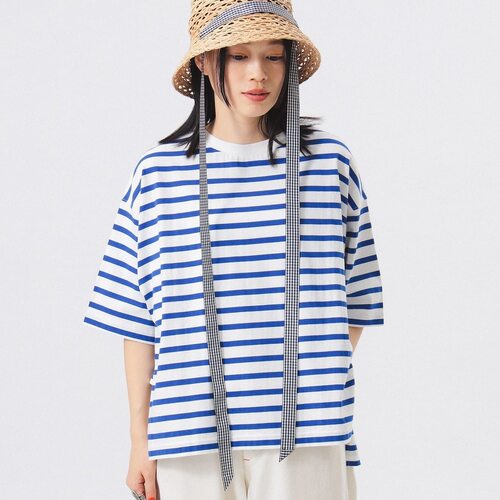 条纹宽松T恤oversize短袖cityboy