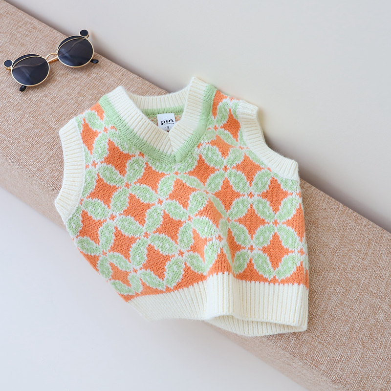 2024新款春秋 女童外穿毛线背心马夹外套 女宝宝儿童洋气针织马甲