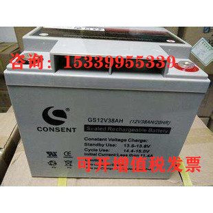 CONSENT光盛蓄电池GS12V38AH直流屏众海消防主机医疗UPS应急电源