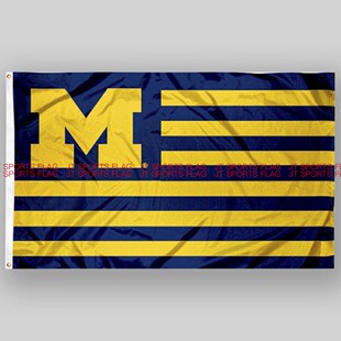 NCAA密歇根金刚狼旗帜大学校旗队旗定做Michigan Wolverines Flag