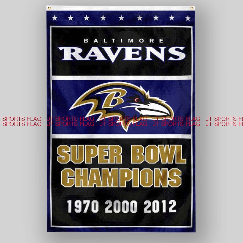 NFL美国巴尔的摩乌鸦队橄榄球俱乐部冠军队旗Baltimore Ravens