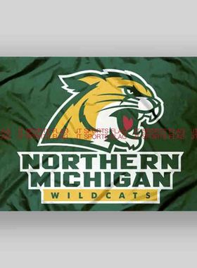 NCAA北密歇根野猫旗帜队旗定做Northern Michigan Wildcats Flag