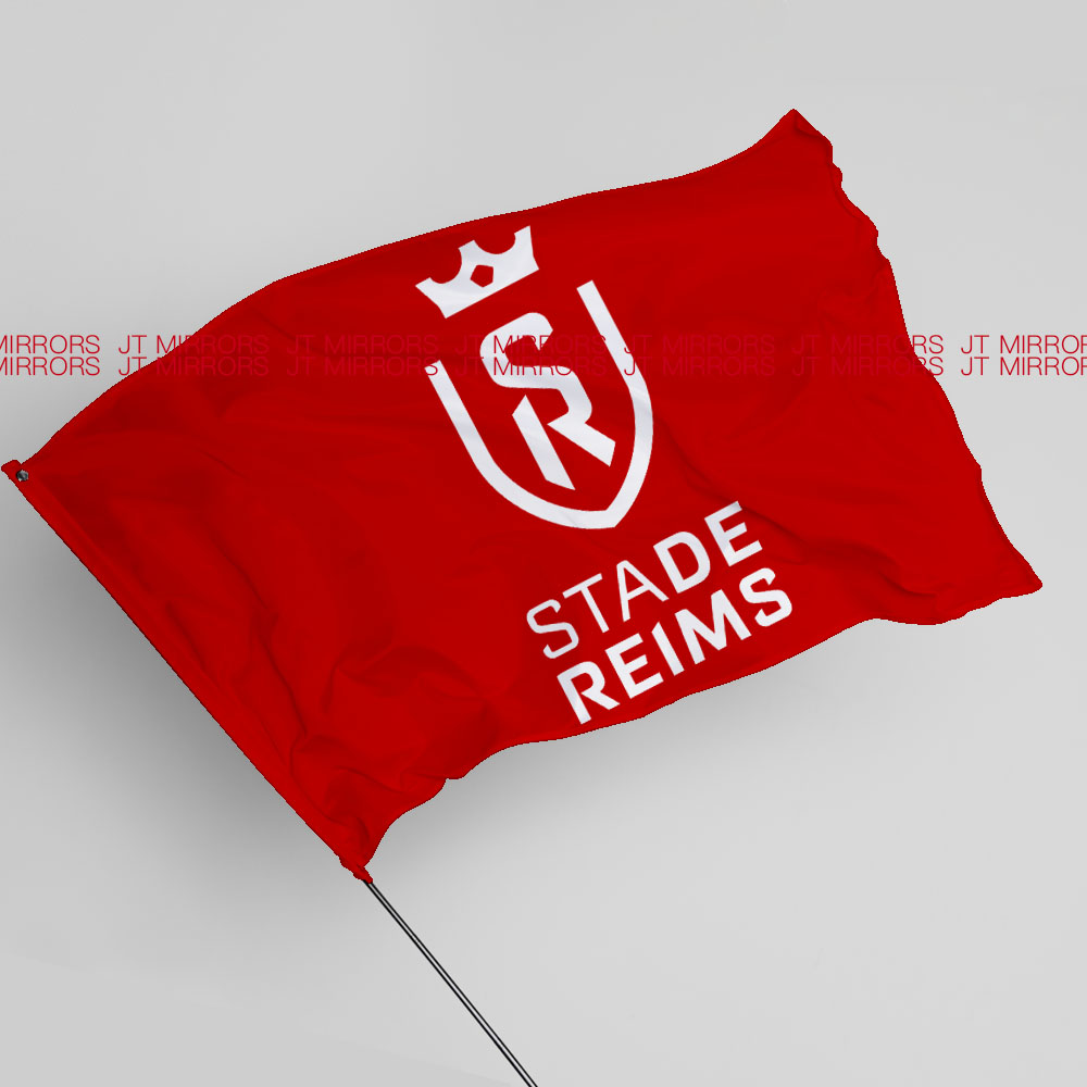 法甲联赛兰斯足球俱乐部周边应援队旗定做Stade de Reims flag
