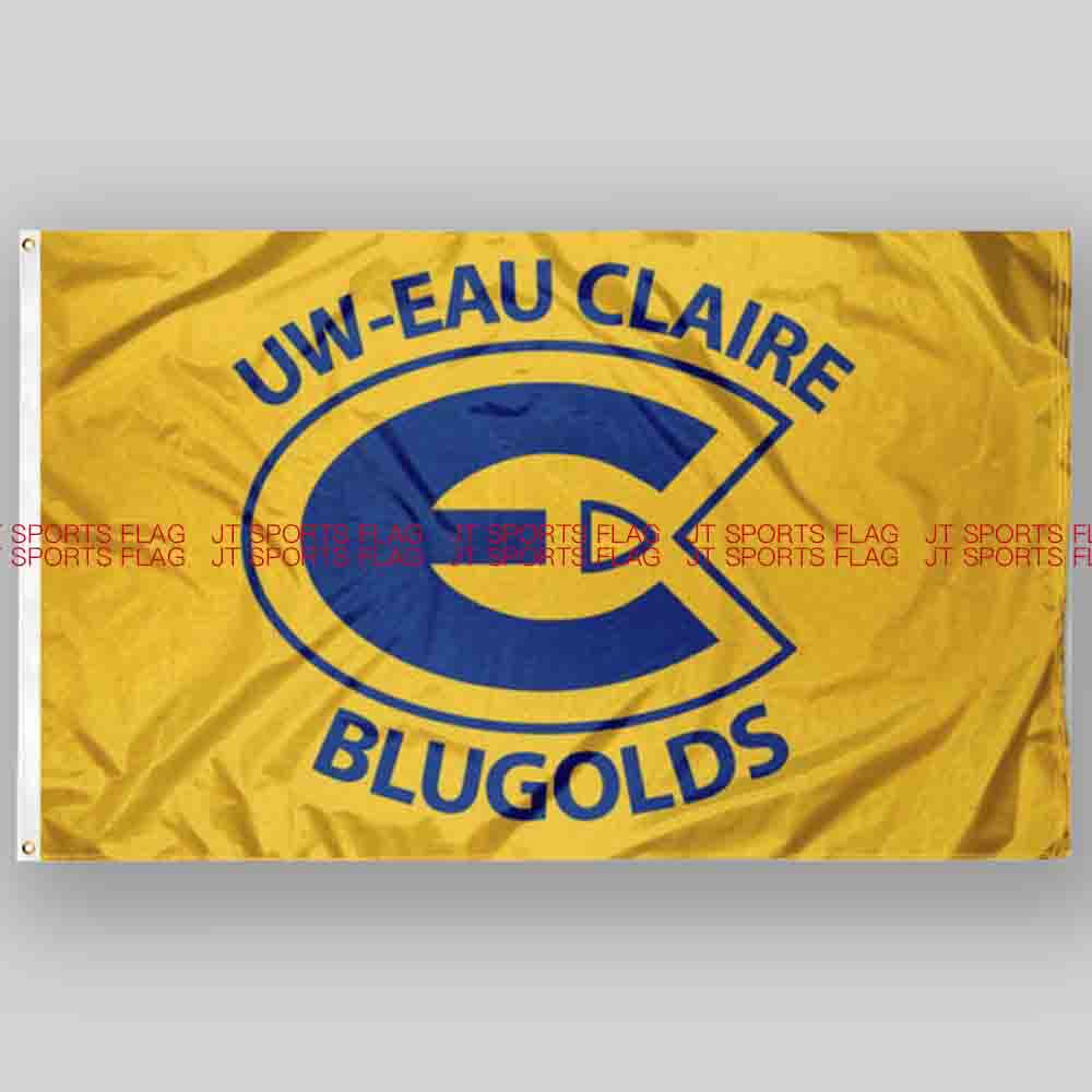 NCAA威斯康星州欧克莱尔蓝金旗帜Wisconsin Eau Claire Blugolds