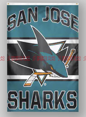 NHL美国圣何塞鲨鱼队曲棍球冰球俱乐部冠军队旗San Jose Sharks