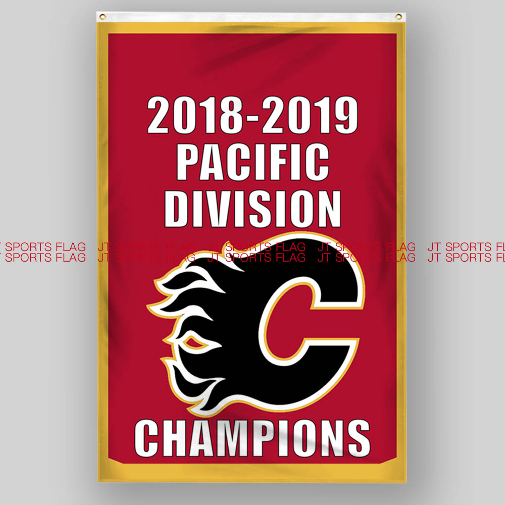 NHL加拿大卡尔加里火焰队冰球俱乐部冠军队旗定制Calgary Flames