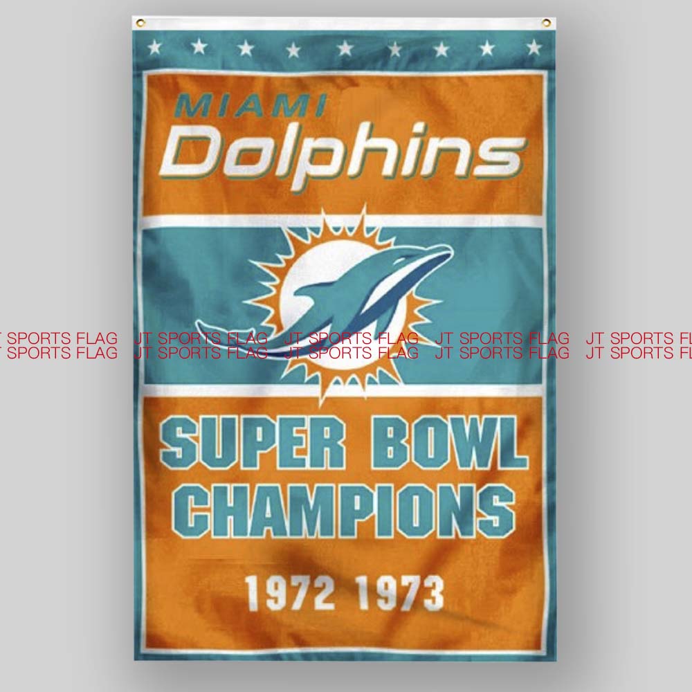 nfl美国迈阿密海豚队橄榄球俱乐部冠军队旗miami dolphins flags