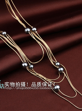 韩国宴会蛇骨链多层长款时尚饰品