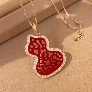 新年圣诞大号夸张红色葫芦长款项链毛衣链镂空国风复古高品质女