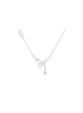 S925纯银白贝母蝴蝶锁骨链礼物