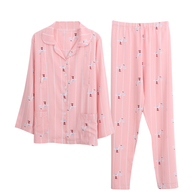 月子服夏绵绸人造棉长袖产后薄款棉绸哺乳期产妇孕妇喂奶睡衣套装