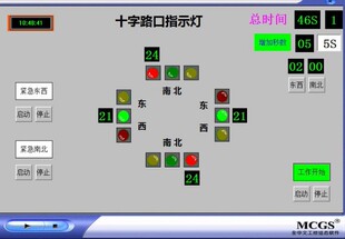智能交通灯MCGS7.7嵌入版模拟仿真程序定做代做PLC组态软件界面