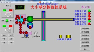 大小球分拣机械手组态王6.55仿真程序代做软件定做程序开发设计