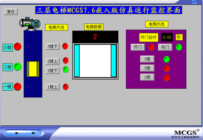 3三层电梯mcgs77仿真运行程序代写做设计带优先级功能无需连接plc