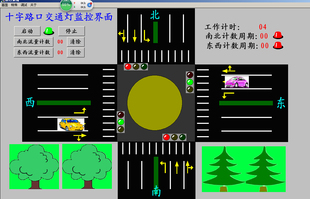智能交通灯组态王653仿真程序5带车流量和车辆动画效果代做写设计