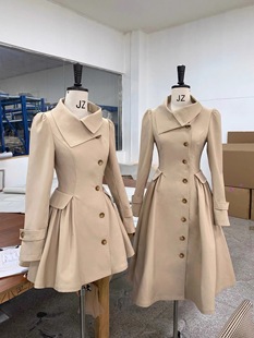 【现货】伦敦周末 摩登主义收腰大裙摆风衣中长款老钱风掐腰大衣