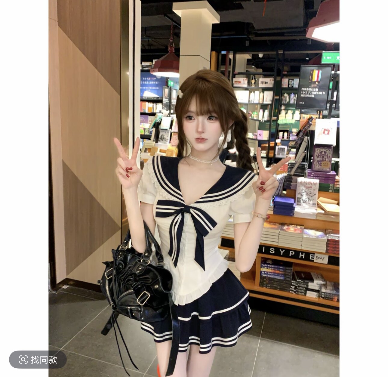 【现货】瑞茜·威瑟斯 XXXX 春夏学院风海军领中式服装上衣裙子图片