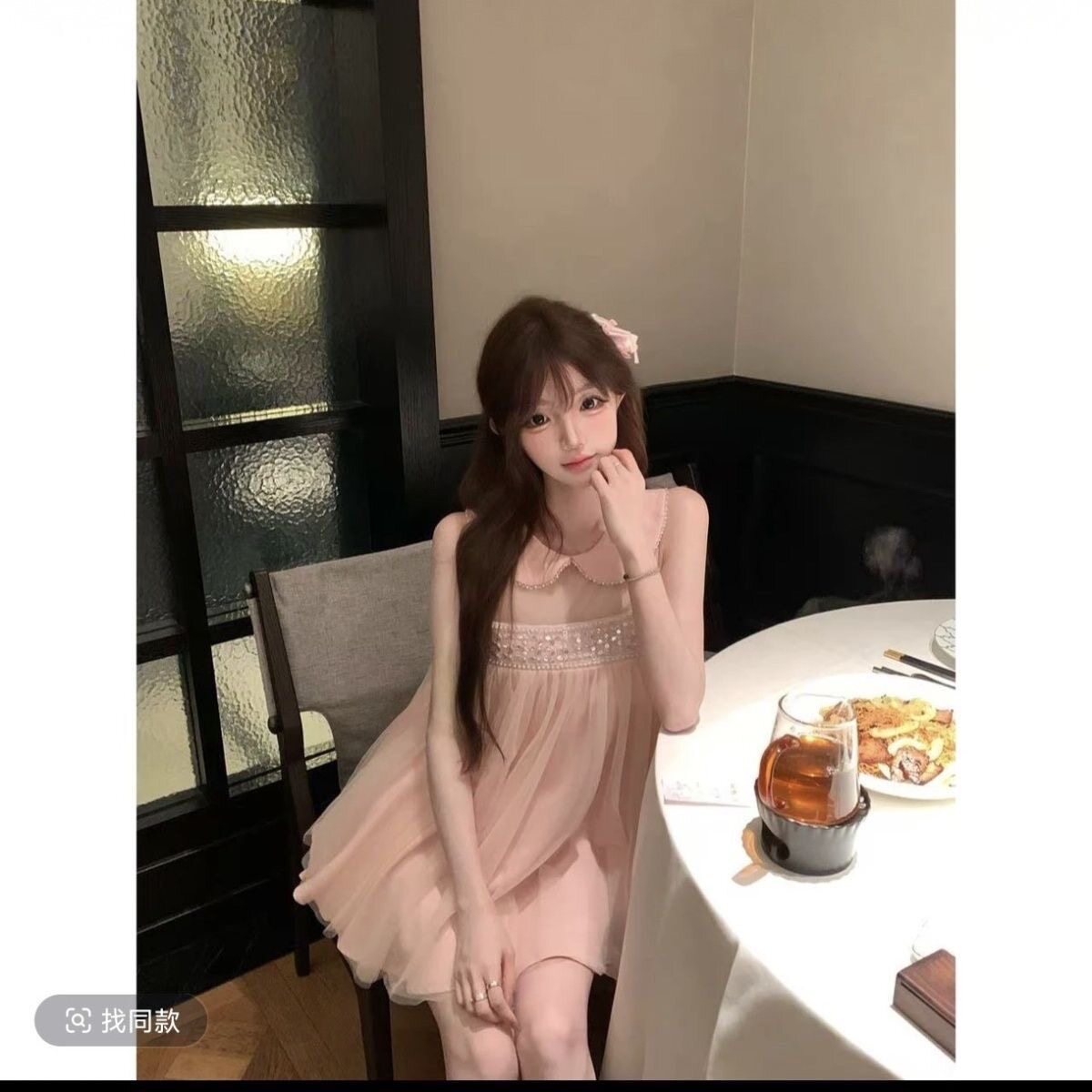 【现货】甜美千金夏季温柔公主新款娃娃裙子精致连衣裙网纱短裙图片