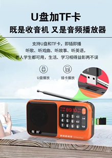 辉邦收音机新款 数字选台手提插卡优盘typec充电老人信号好便携小