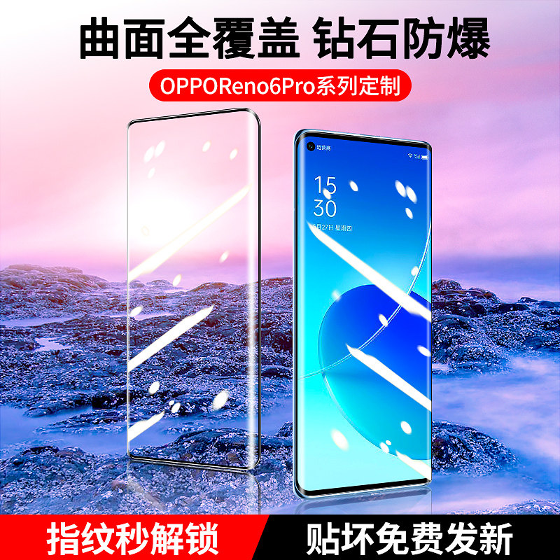 适用opporeno6pro钢化膜5g高清抗蓝光reno6pro 手机膜抗摔防爆保护