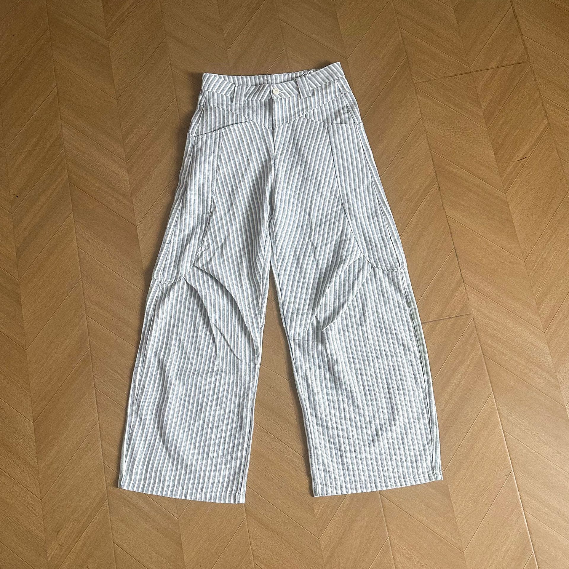 【SWYH】JCAESAR PANTS 条纹立体双打褶弯刀长裤男潮牌抗皱易打理图片