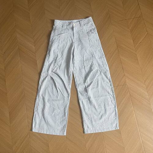 【SWYH】JCAESAR PANTS 条纹立体双打褶弯刀长裤男潮牌抗皱易打理