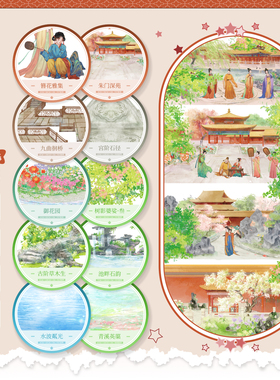 溪年工作室 九月现货朱门深苑御花园池畔石韵古阶草木生九曲徊桥