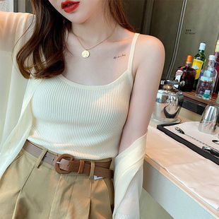 白色配衬衫 内搭小香风打底衫 上衣 黑色西装 针织吊带背心女2025新款