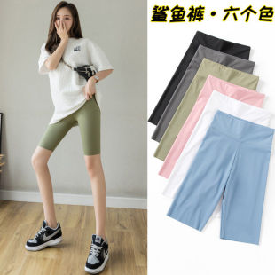 打底裤 5分五分骑行裤 女夏季 紧身外穿芭比收腹瑜伽裤 薄款 鲨鱼短裤