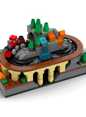 MOC-200803小型列车阿尔卑斯麦德龙乡村铁路轨道积木模型玩具