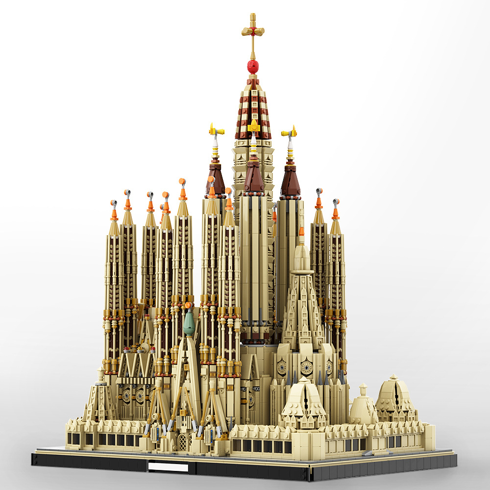 A0921圣家族大教堂积木模型MOC-65795街景建筑积木拼装益智玩具